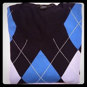 J.Crew V-Neck Argyle Sweater